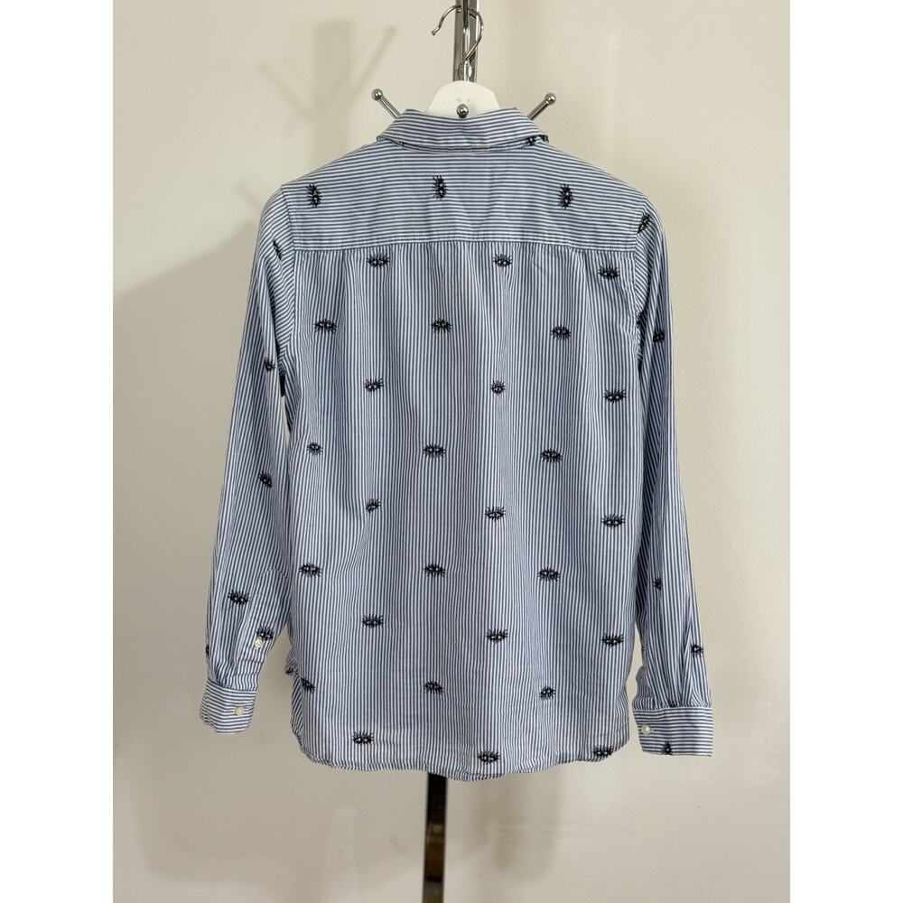 Trovata Birds of Paradis Womens Striped Embroidered Button-Down Shirt Top Size S - Picture 5 of 13